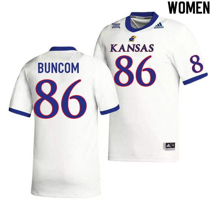 Women #86 Surahz Buncom Kansas Jayhawks College Football Jerseys Stitched Sale-White